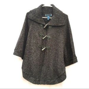 Karen Scott S/M poncho sweater charcoal grey shawl